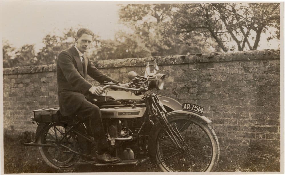 London Mod On Antique Bike Motorcycle Real Photo Old Postcard