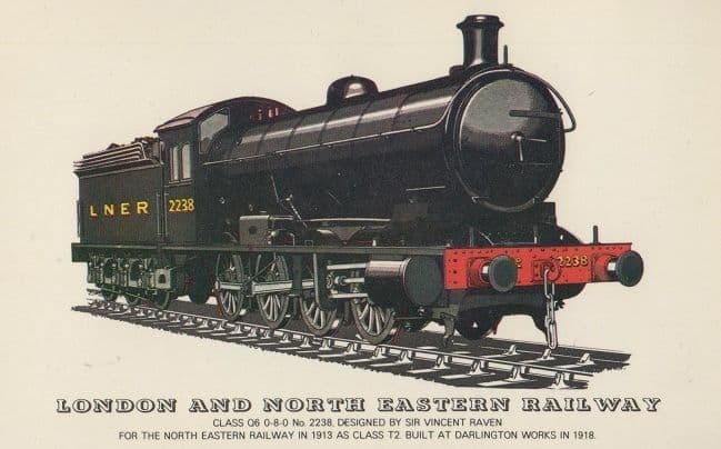 London & North Eastern Railway Class Q6 0-8-0- 2238 Vincent Raven Train Postcard