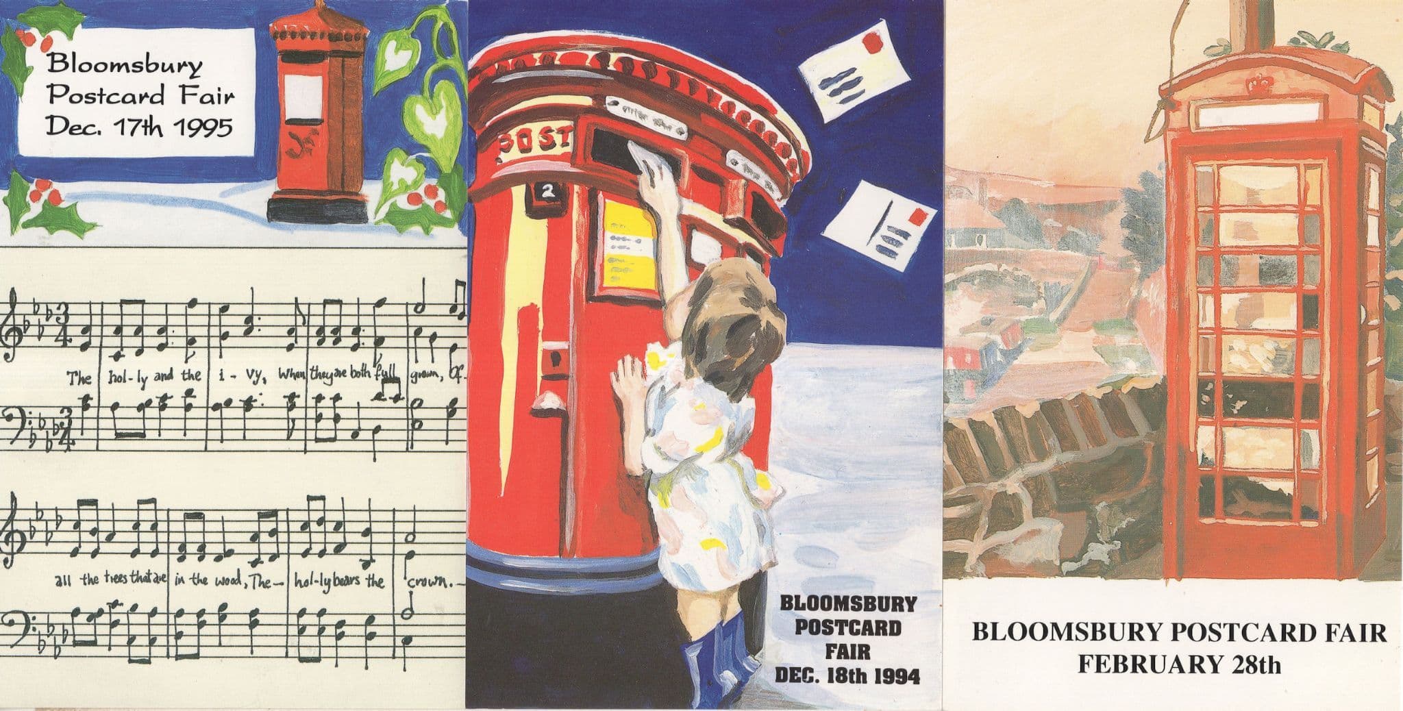 London Pillar Box Postal History 3x Advertising Postcard s