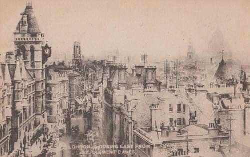 London St Saint Clement Danes Looking East Antique Aerial Postcard