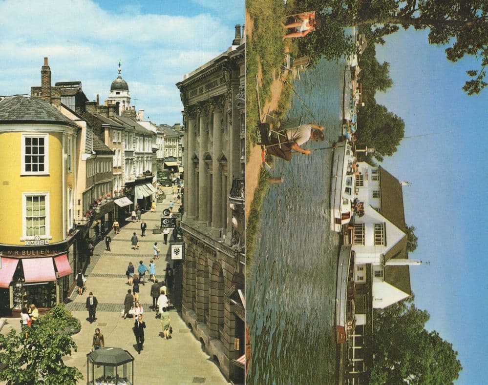 London Street Shopping Precinct Fisherman River Bure Norwich Postcard s