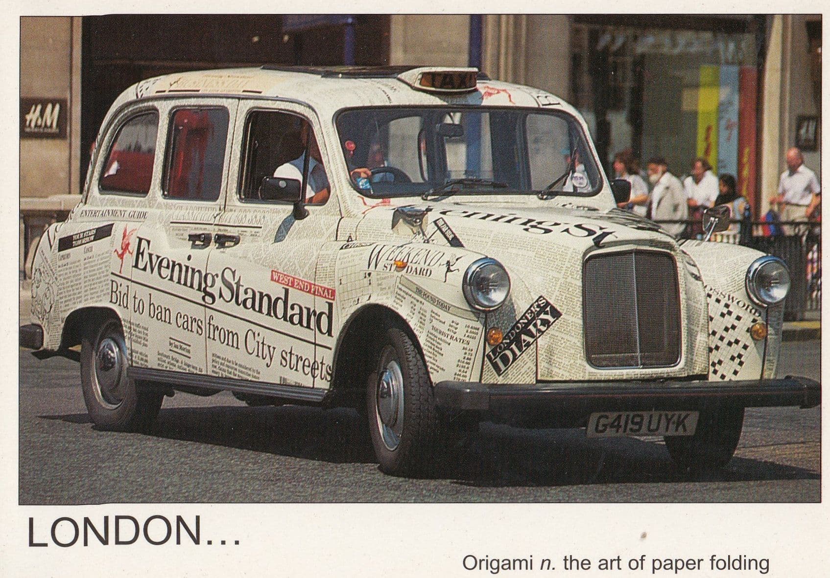 London Taxi Car Made From Japanese Origami Postcard
