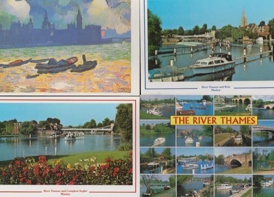 London Thames Complete Angler Marlow Painting Weir 4x Postcard s