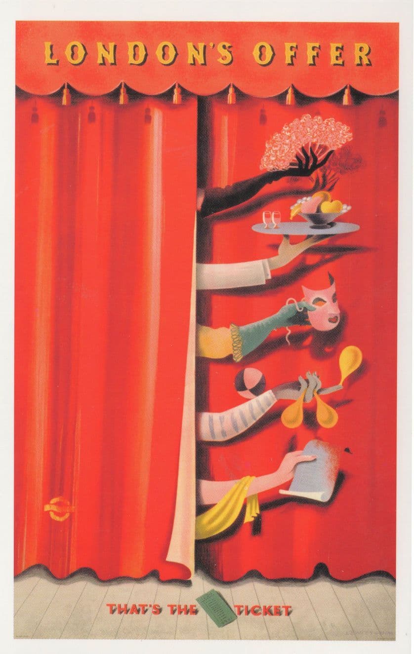 London Thats The Ticket Offer Theatre Old Poster Travel Postcard
