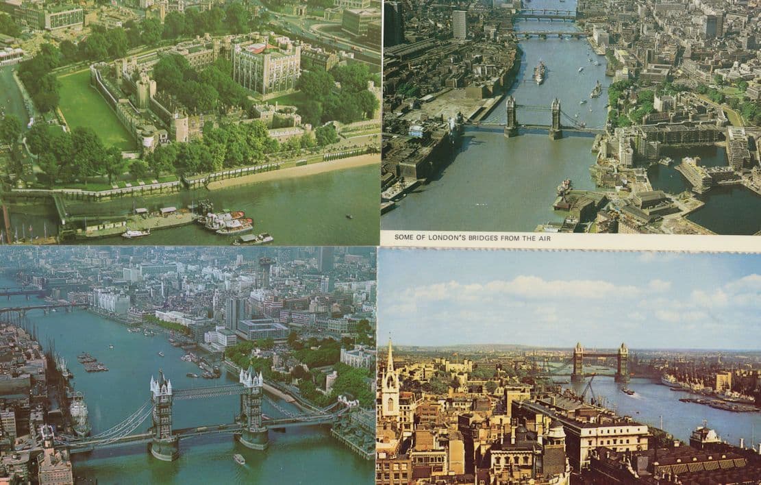 London Tower Bridge 4x Aerial Postcard s