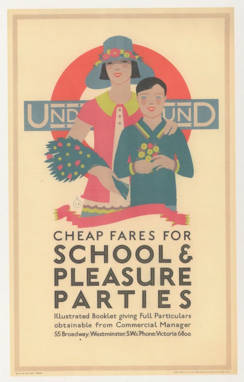 London Underground Cheap School Train Trips Advertising Postcard