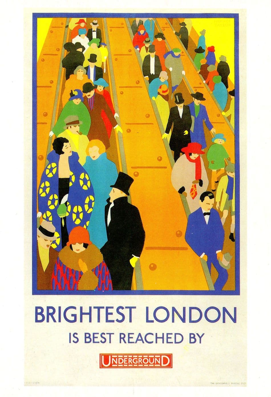 London Underground Transport Old Brightest Escalator Painting Poster Postcard