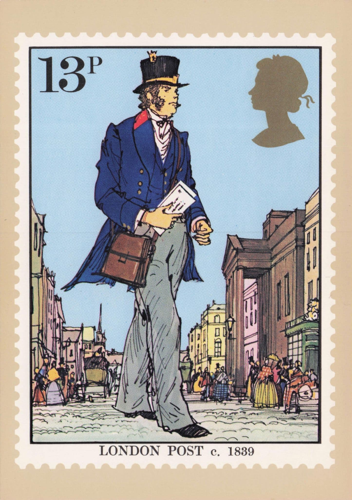 London Victorian Postman 1839 Royal Mail First Day Cover Postcard