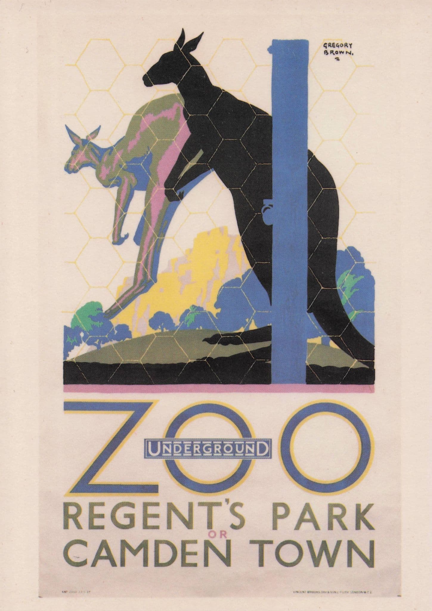 London Zoo 1927 Kangaroo Underground Transport Advertising Postcard