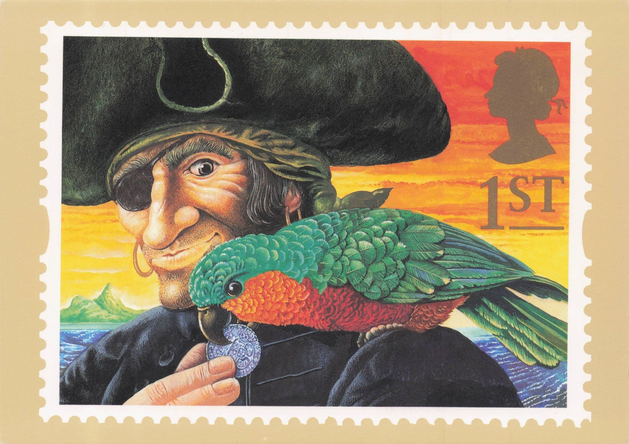 Long John Silver Pirate of Treasure Island Book Stunning Ltd Edn Postcard