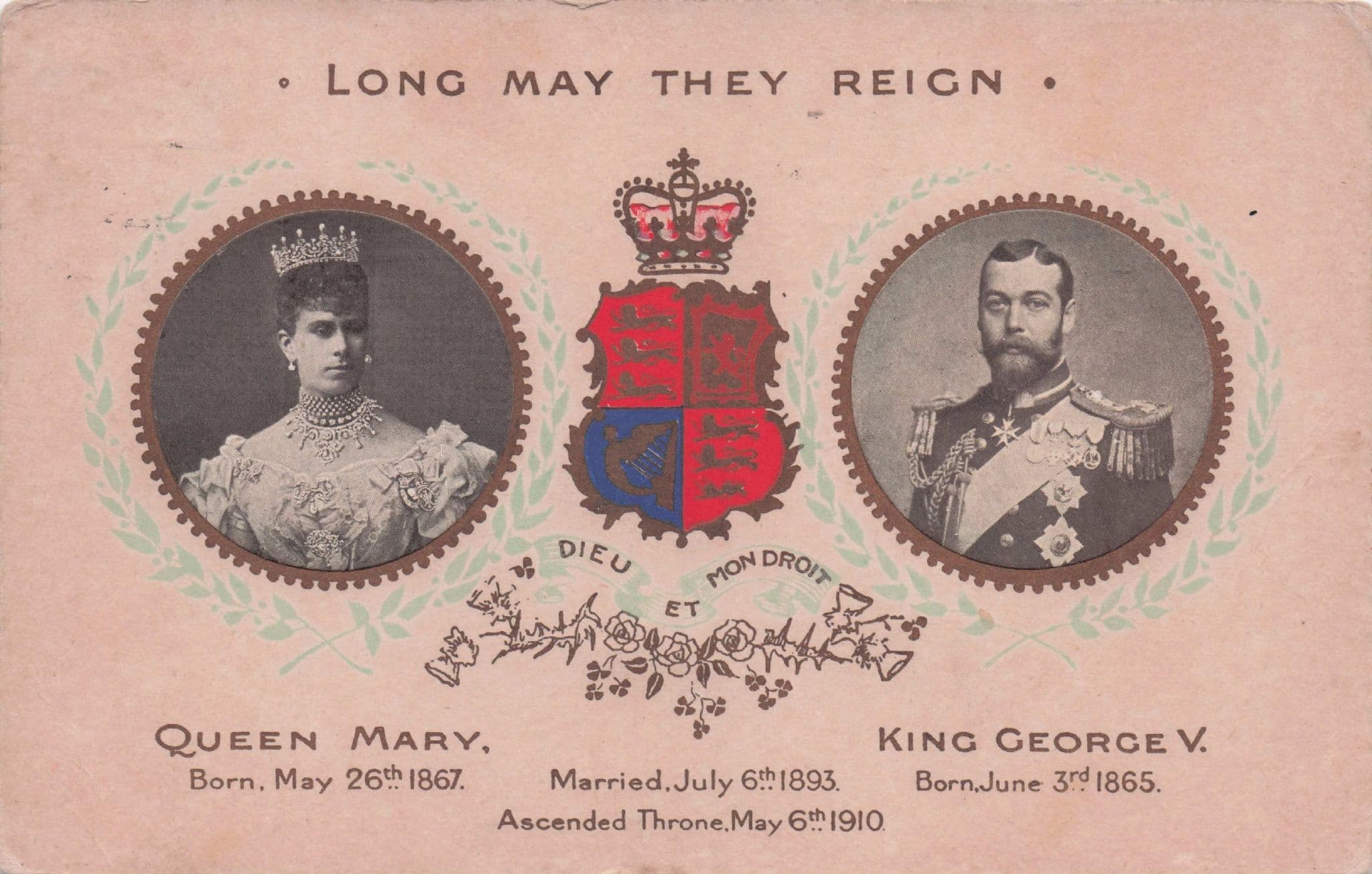 Long May They Reign King George V Queen Mary Faulkner Old Postcard
