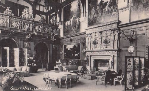 Longleat Great Dining Hall Somerset Real Photo Postcard