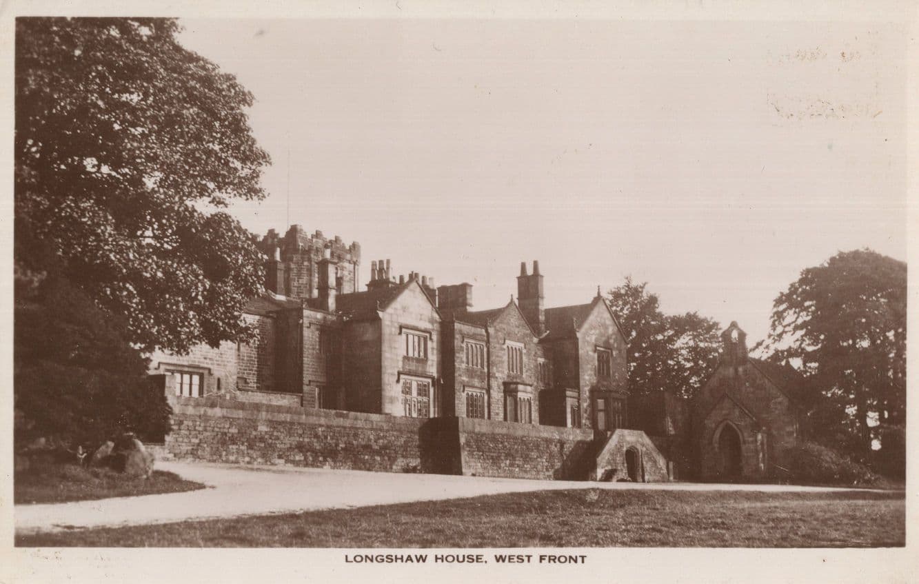 Longshaw House West Front Sheffield Yorkshire RPC Postcard