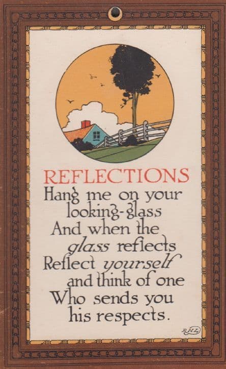Looking Glass Mirror Reflections I Want To Be On Your Wall Poem Antique Postcard