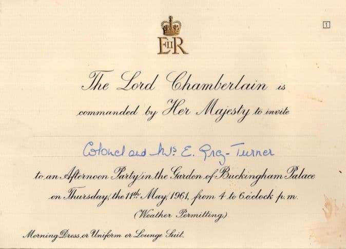 Lord Chamberlain Buckingham Palace 1961 Private Invitation Card