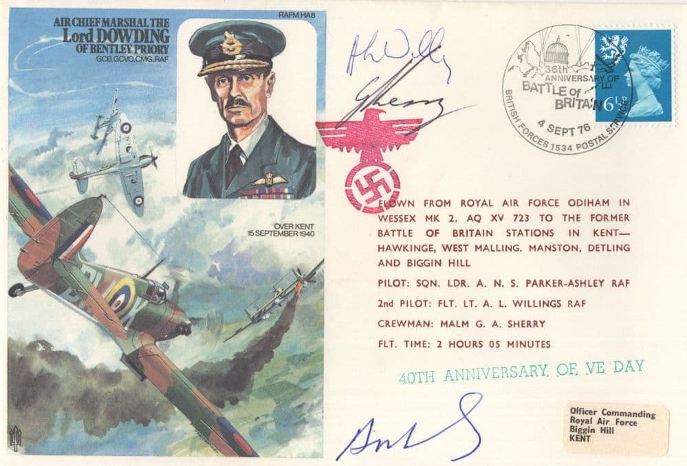 Lord Dowding Swastika War VE Day Military Hand Signed FDC