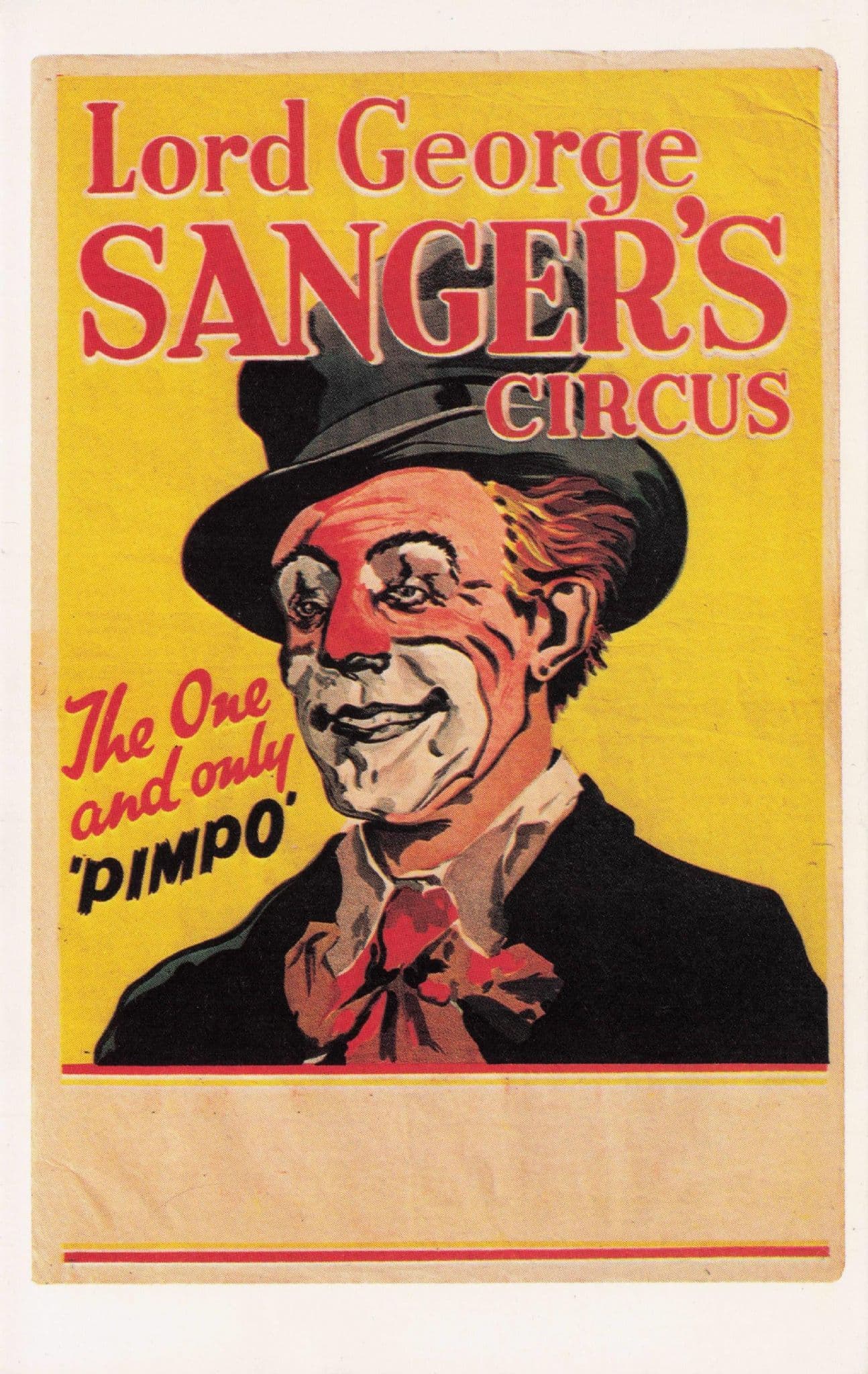 Lord George Sanger's Circus Pimpo Clown Poster Postcard