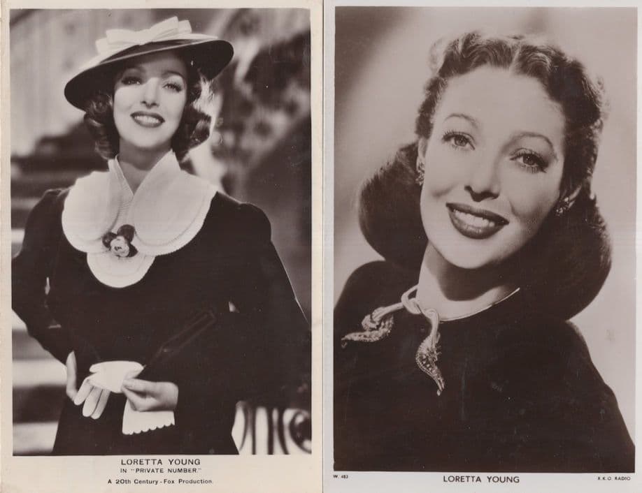Loretta Young in Private Number Film Movie Picturegoer 2x Postcard s