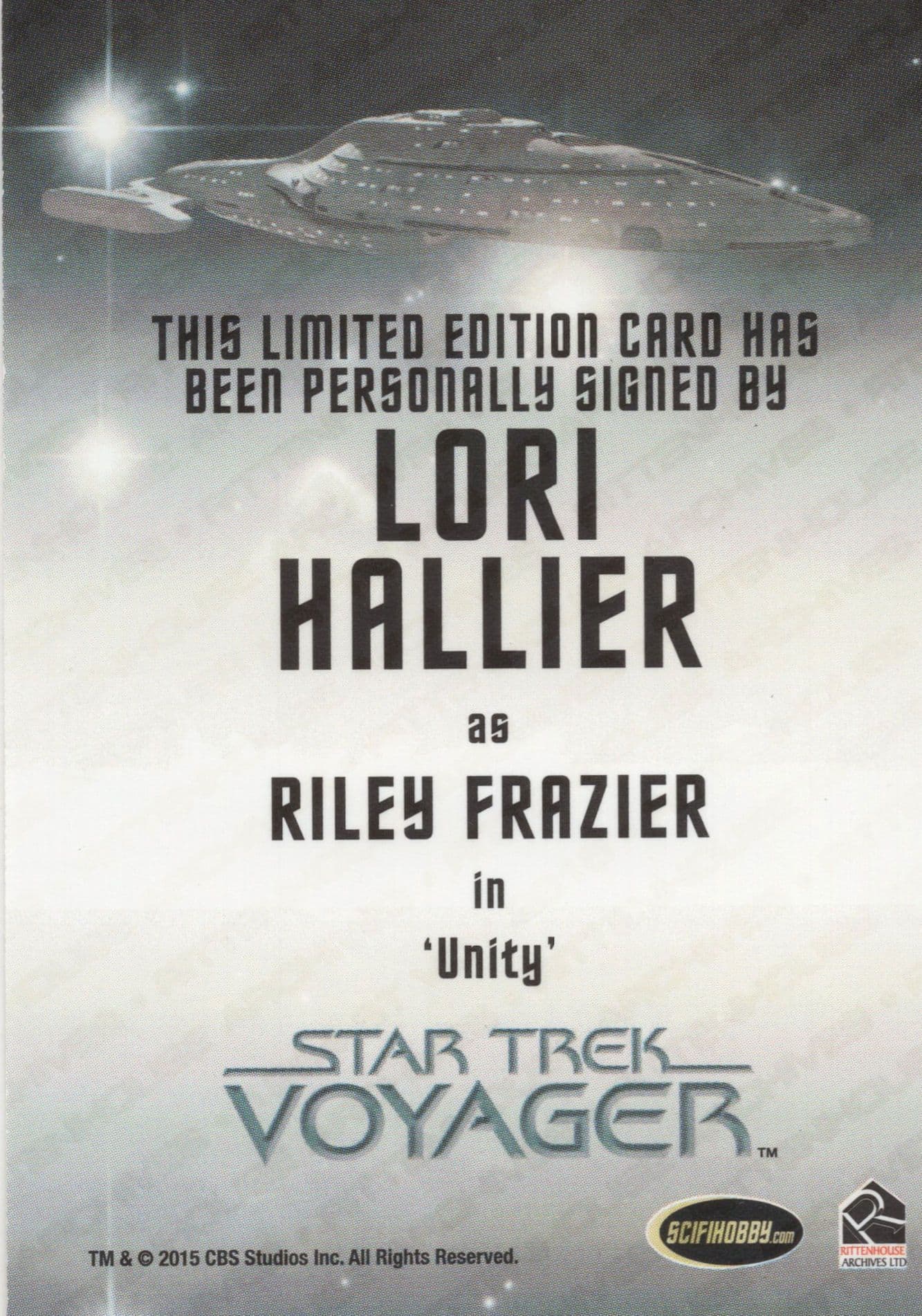 Lori Hallier Star Trek Voyager Hand Signed Autograph Card