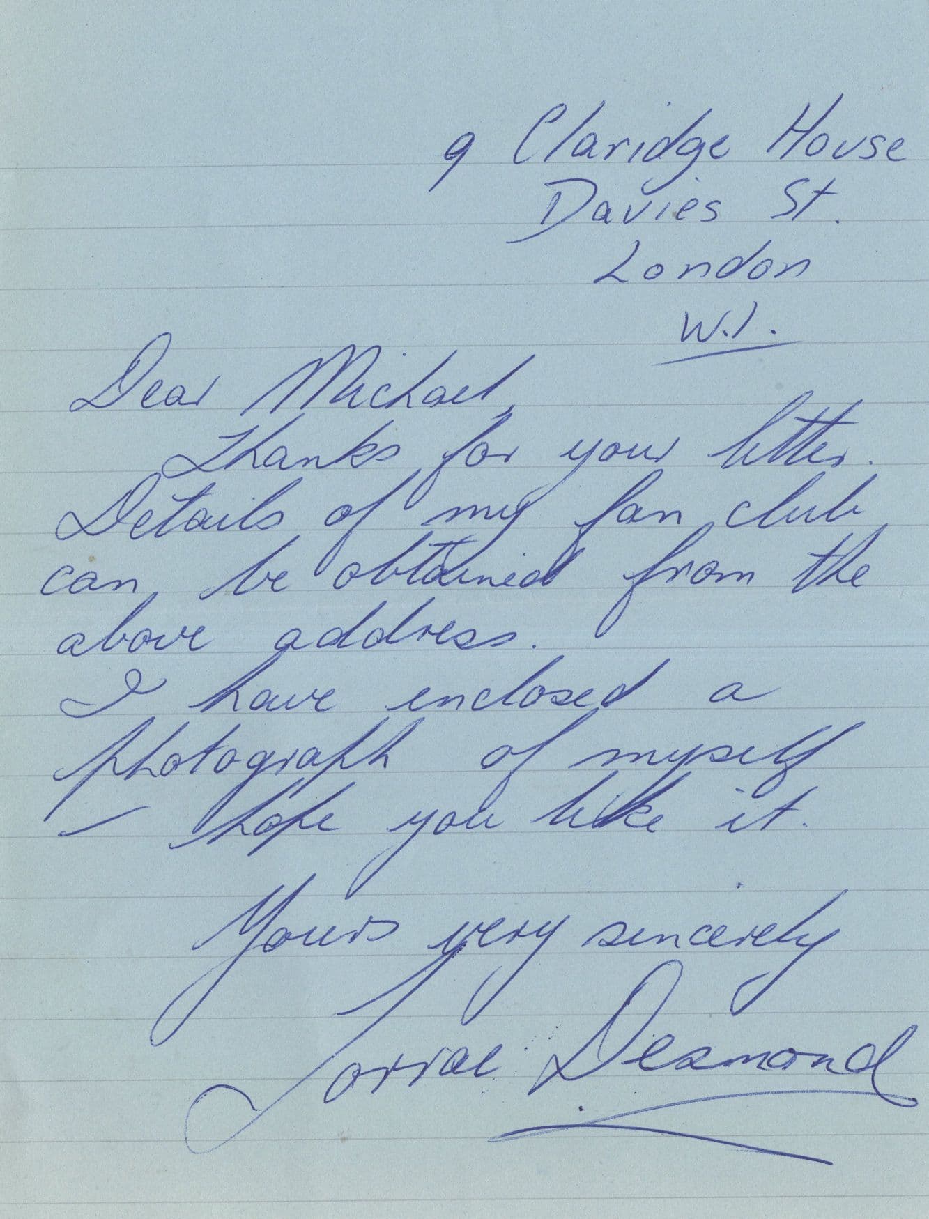 Lorrae Desmond WW2 Singer A Country Practice Old Hand Signed Letter