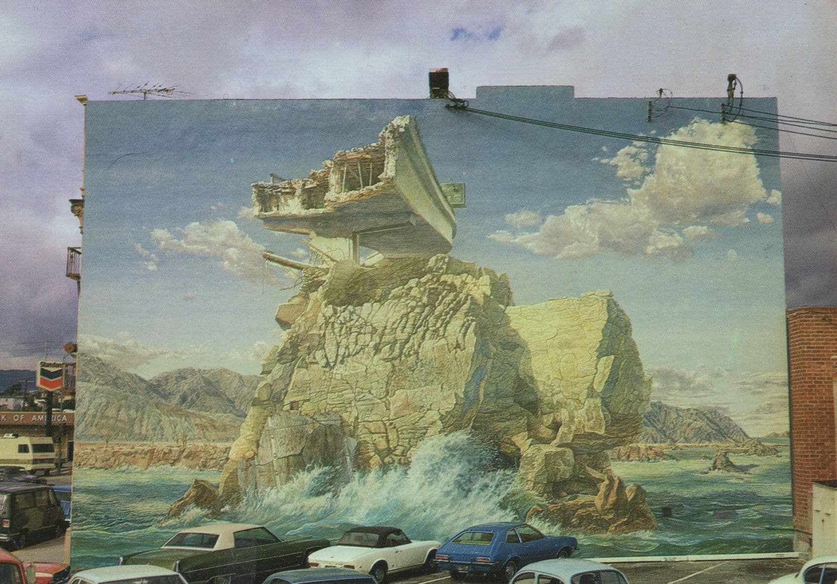 Los Angeles Art Squad Hanging Painting Car Park River Postcard