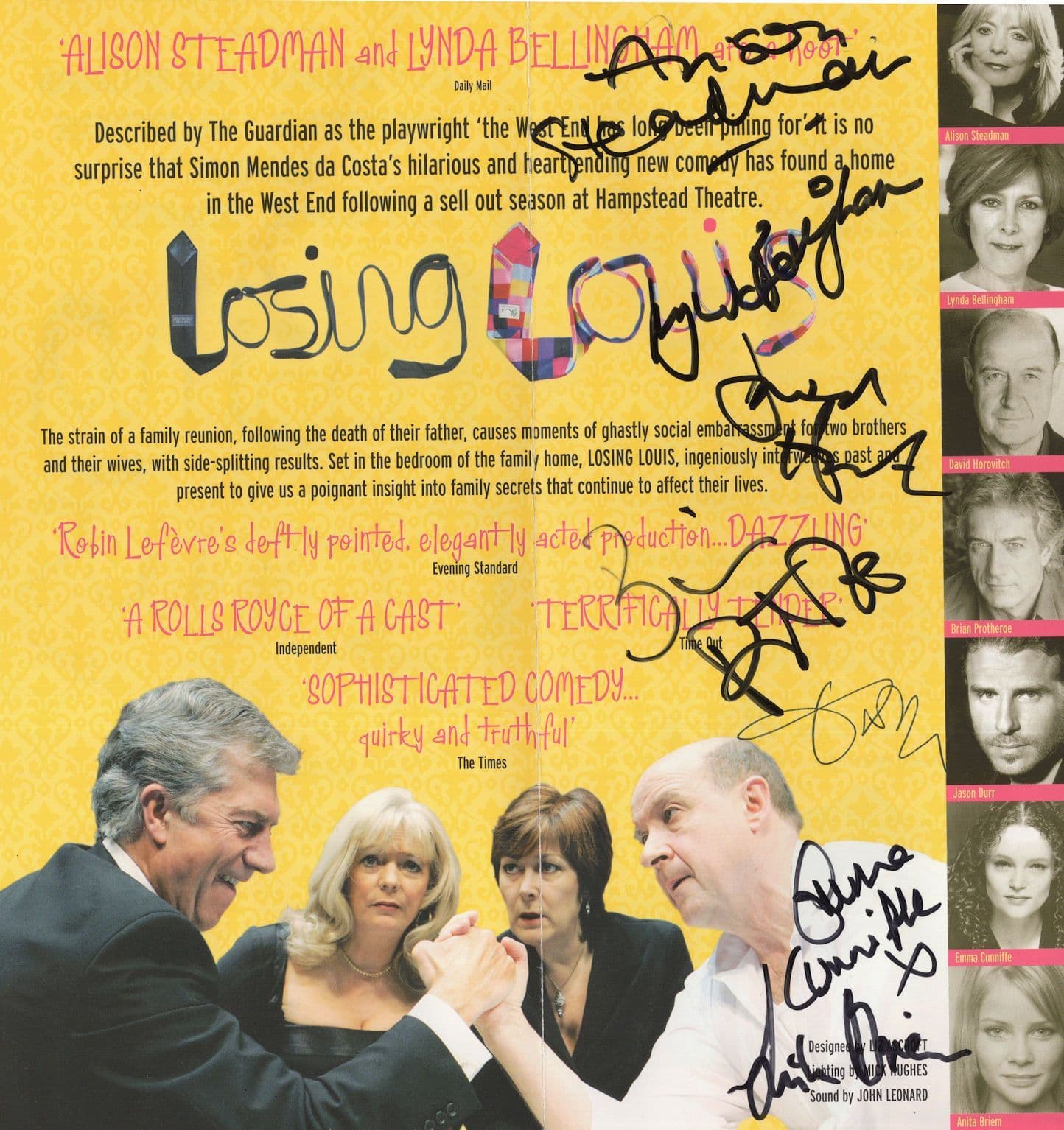 Losing Out David Horovitch House Of The Dragon MULTI Hand Signed Theatre Flyer
