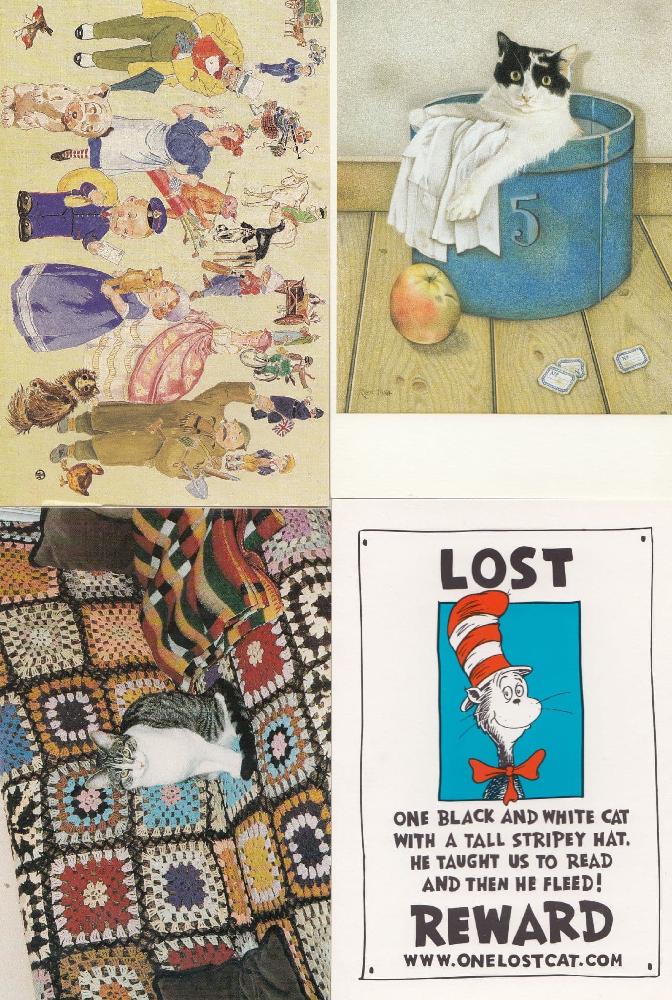 Lost Cat Reward Poster Tom Browne Mable Lucy Atwell 4x Postcard s