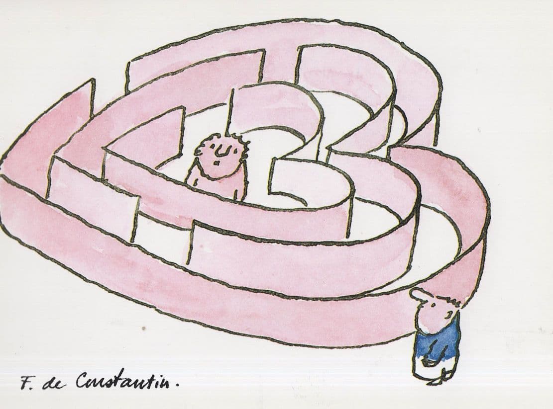 Lost Trapped In A Heart Shaped Maze Labyrinth Painting Postcard