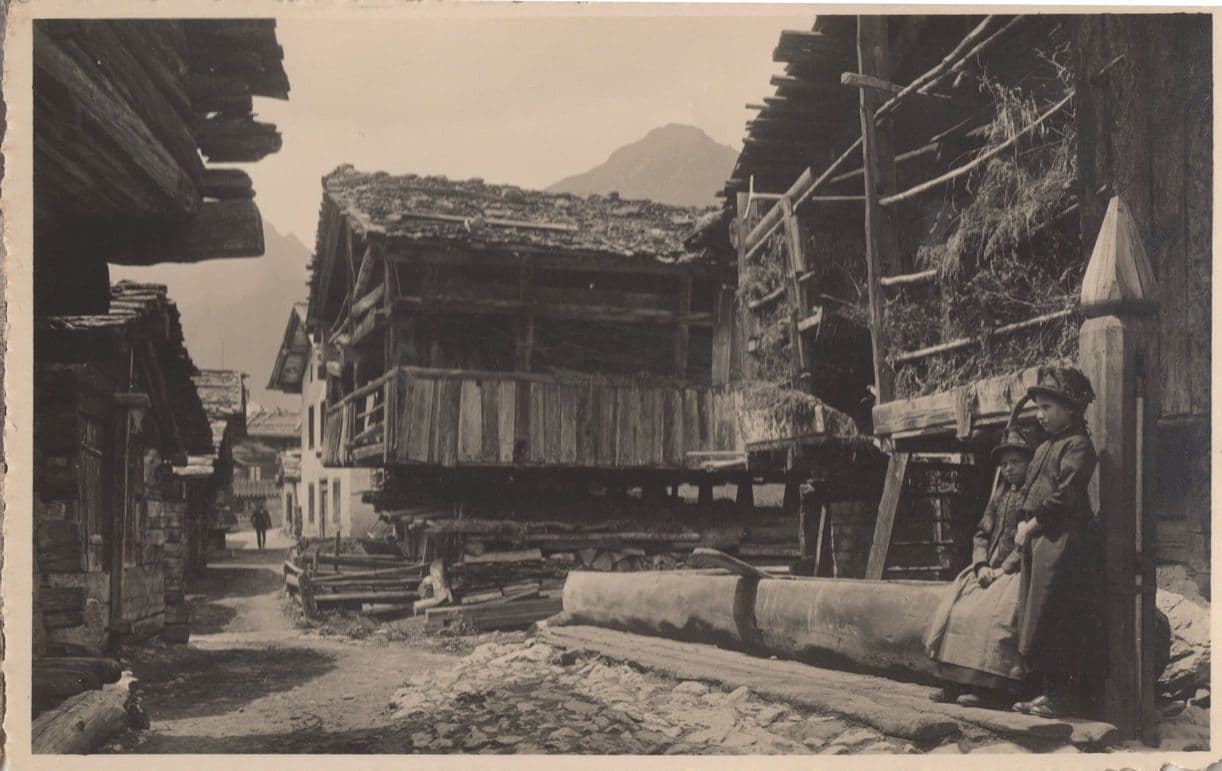Lotschental Dorfpartie Switzerland Real Photo Postcard