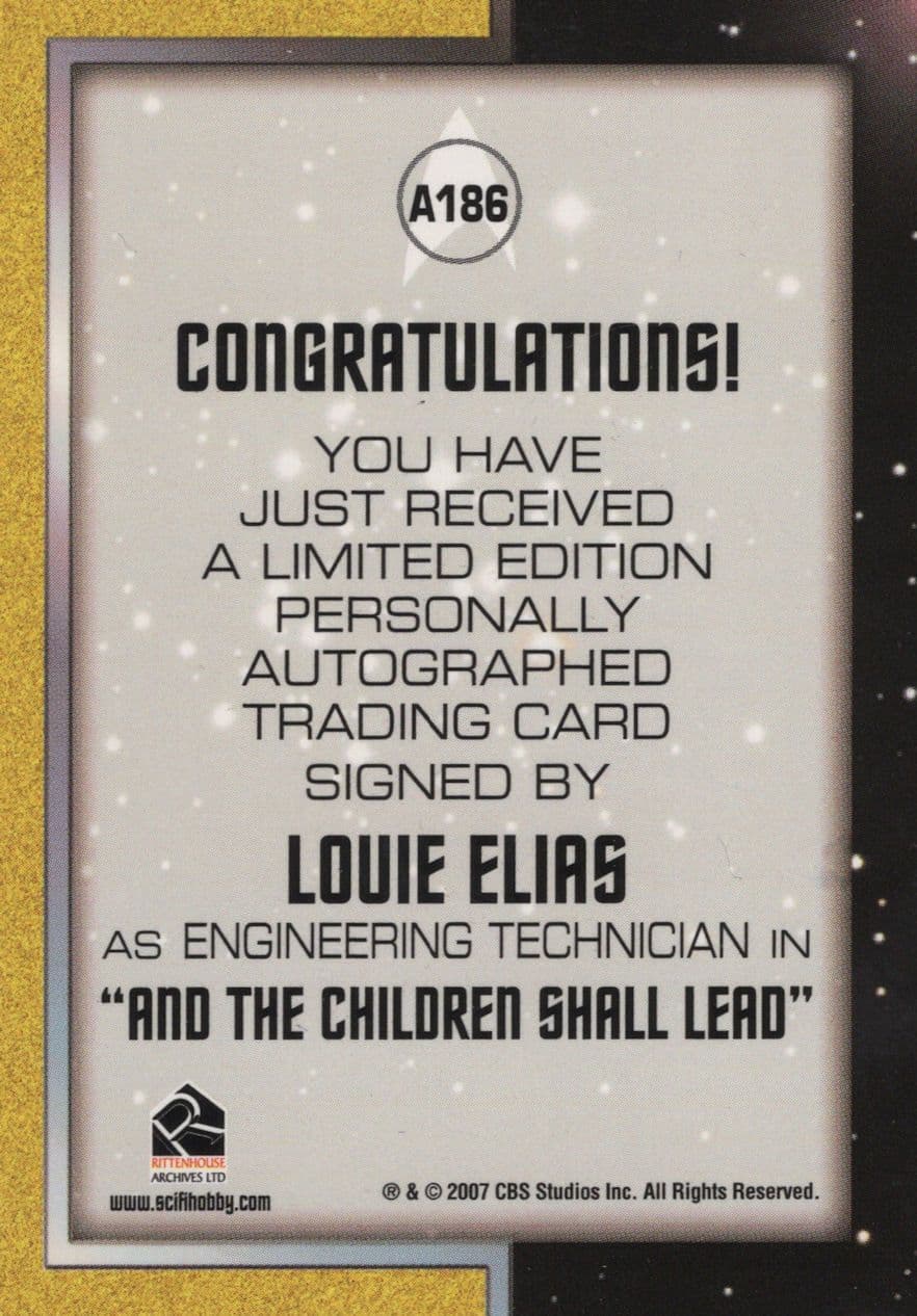 Louie Elias Star Trek Autograph Heroes & Villains Signed Card