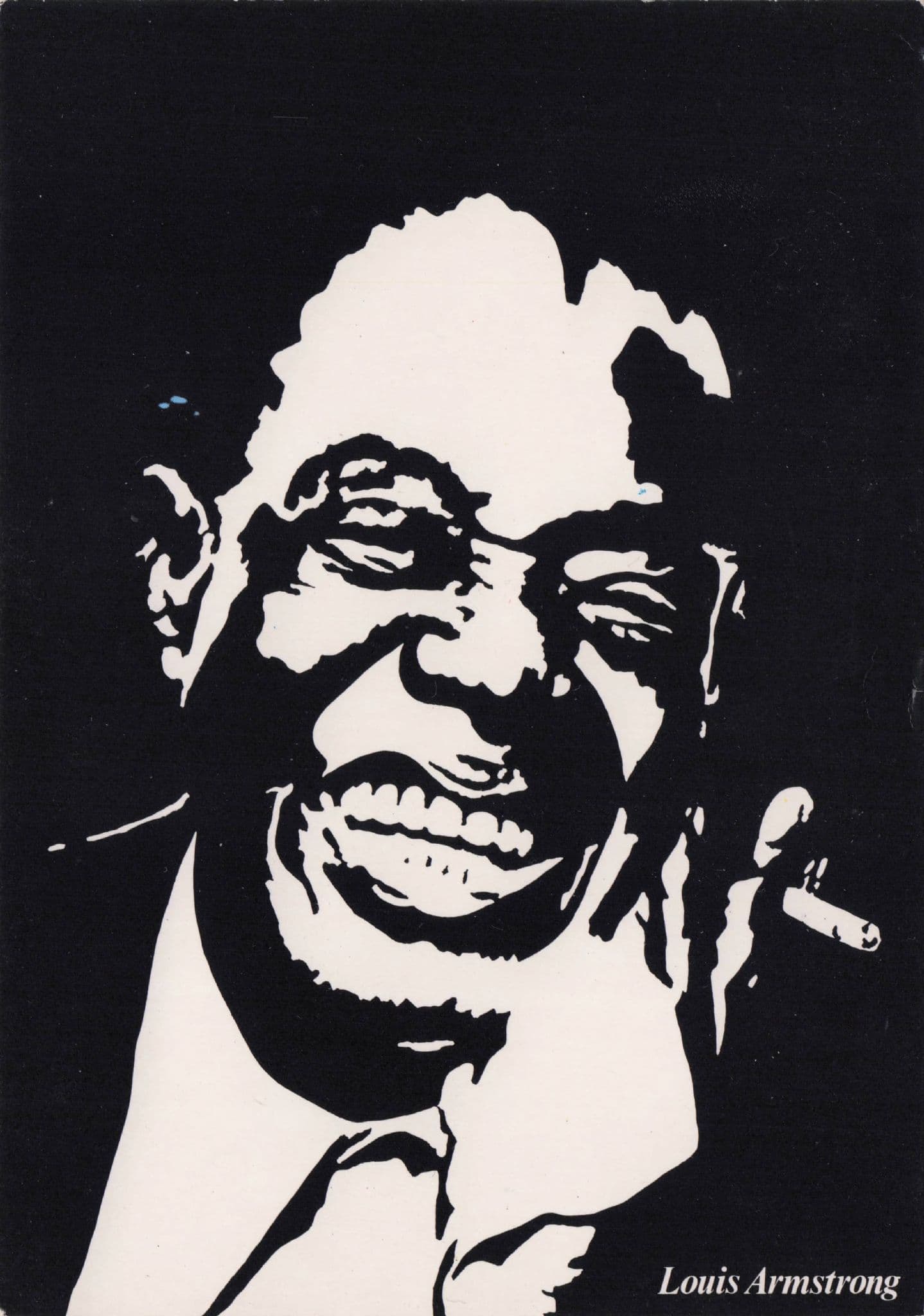 Louis Armstrong Smoking Stunning Silhouette Jazz Art Postcard