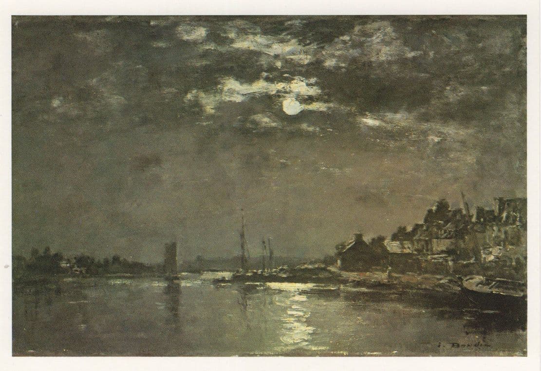 Louis Boudin Marine Effet De Lune Painting Postcard