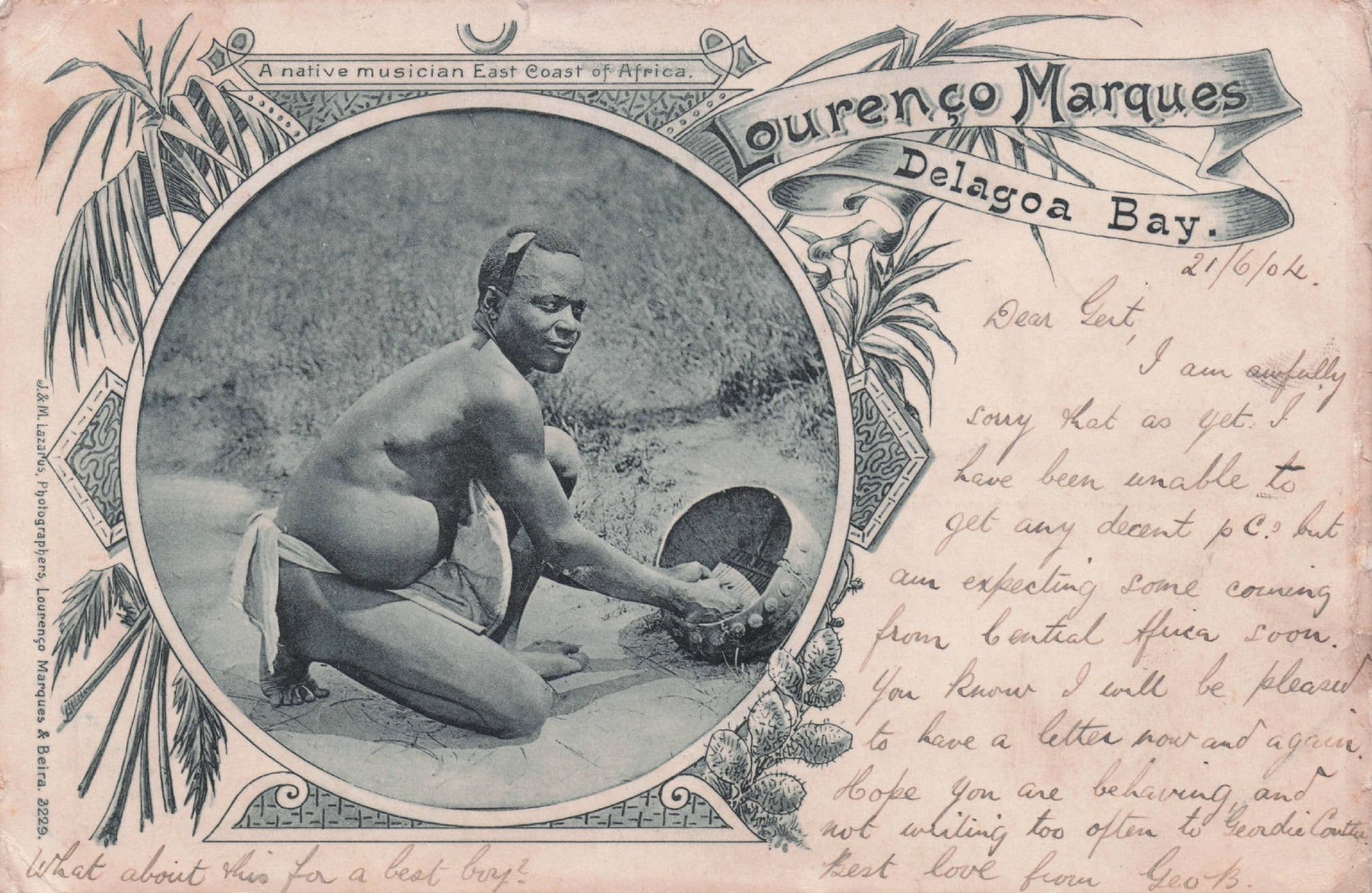 Lourenco Marques Boy Delagoa Bay 1904 Mozambique Old Postcard