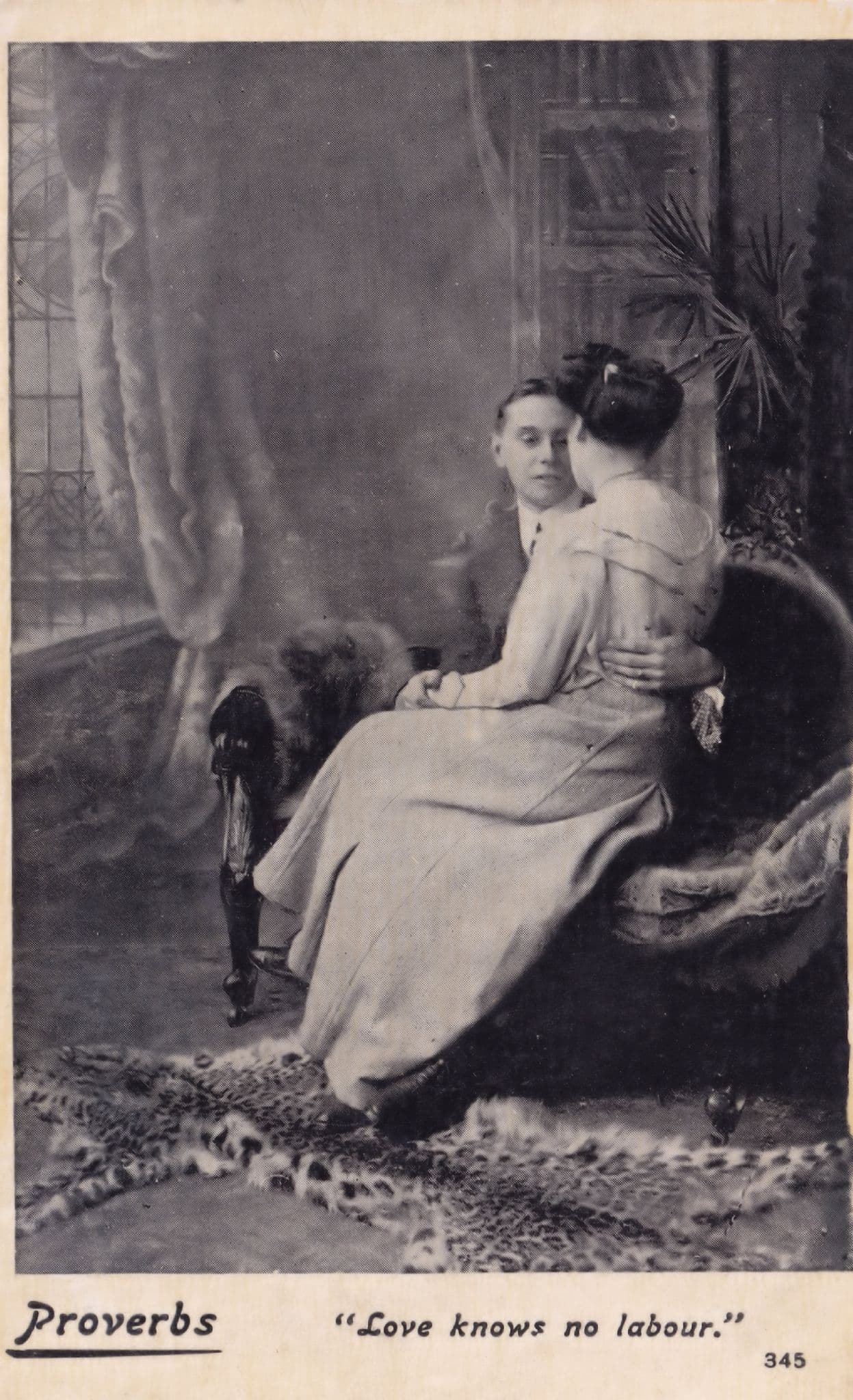 Love Knows No Labour Real Photo Old Proverb Postcard