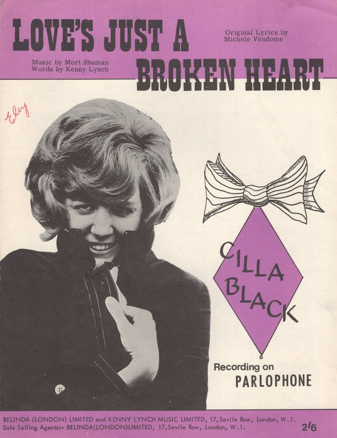 Love's Just A Broken Heart Cilla Black Vintage Sheet Music