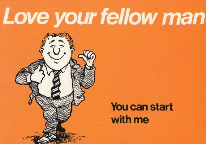 Love Your Fellow Man Date Go Out Romance The Night With Me Comic Humour Postcard