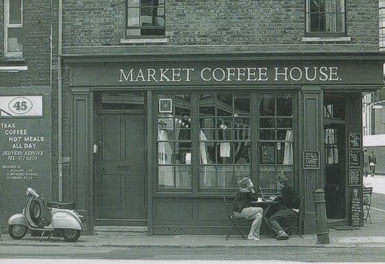 Lovers at Market Coffee House Brushfield Liverpool Street London 1990s Postcard