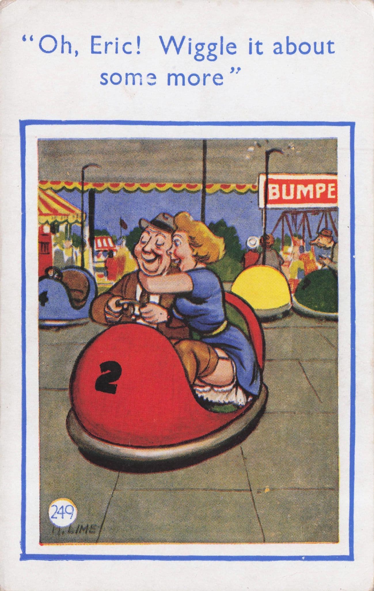 Lovers In Dodgem Bumper Fun Fair Theme Park 1960s Comic Postcard