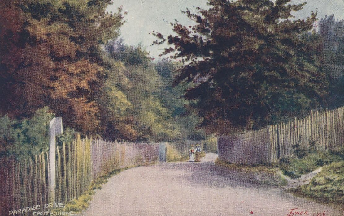 Lovers In Paradise Drive Eastbourne Sussex Antique Oilette Postcard