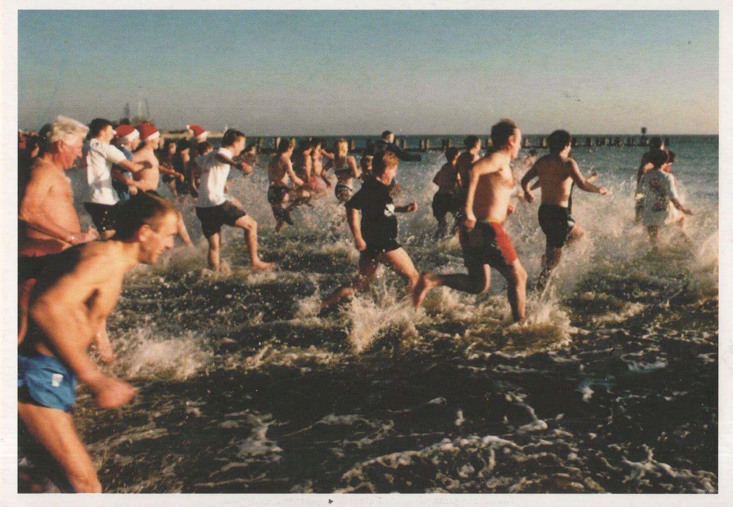 Lowestoft Christmas Day Swimmers Parade Suffolk Postcard