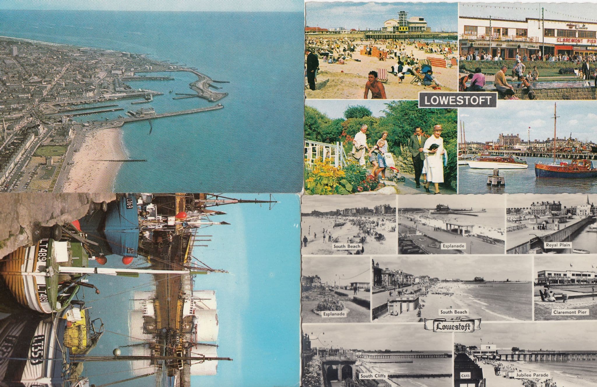 Lowestoft Harbour Docks From Air Beach 4x Postcard s