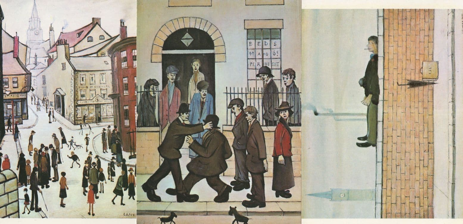 Lowry A Fight Berwick Upon Tweed Man Lying On A Wall 3x Postcard s