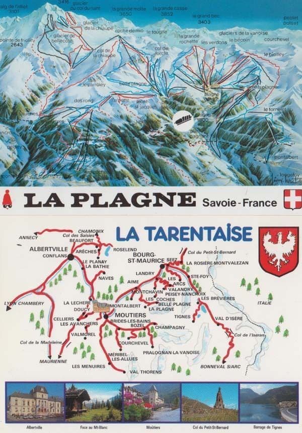 Ls Tarentaise Plagne Pierre Novat France 2x French Map Postcard s