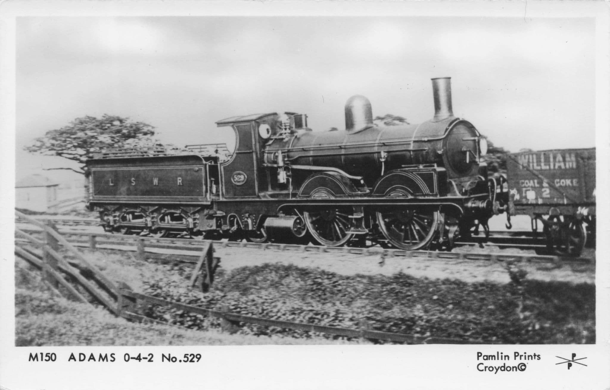 LSWR Adams 0-4-2 529 Train Pamlin Prints Railway RPC Postcard