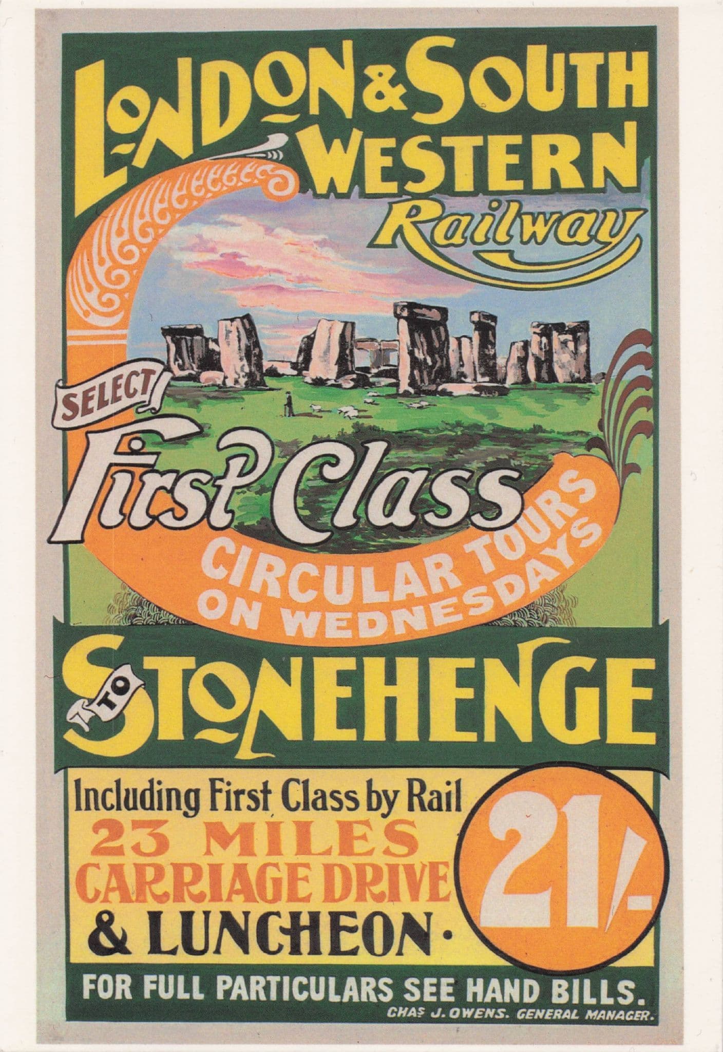 LSWR London & South Western Railway Stonehenge Travel Poster Postcard