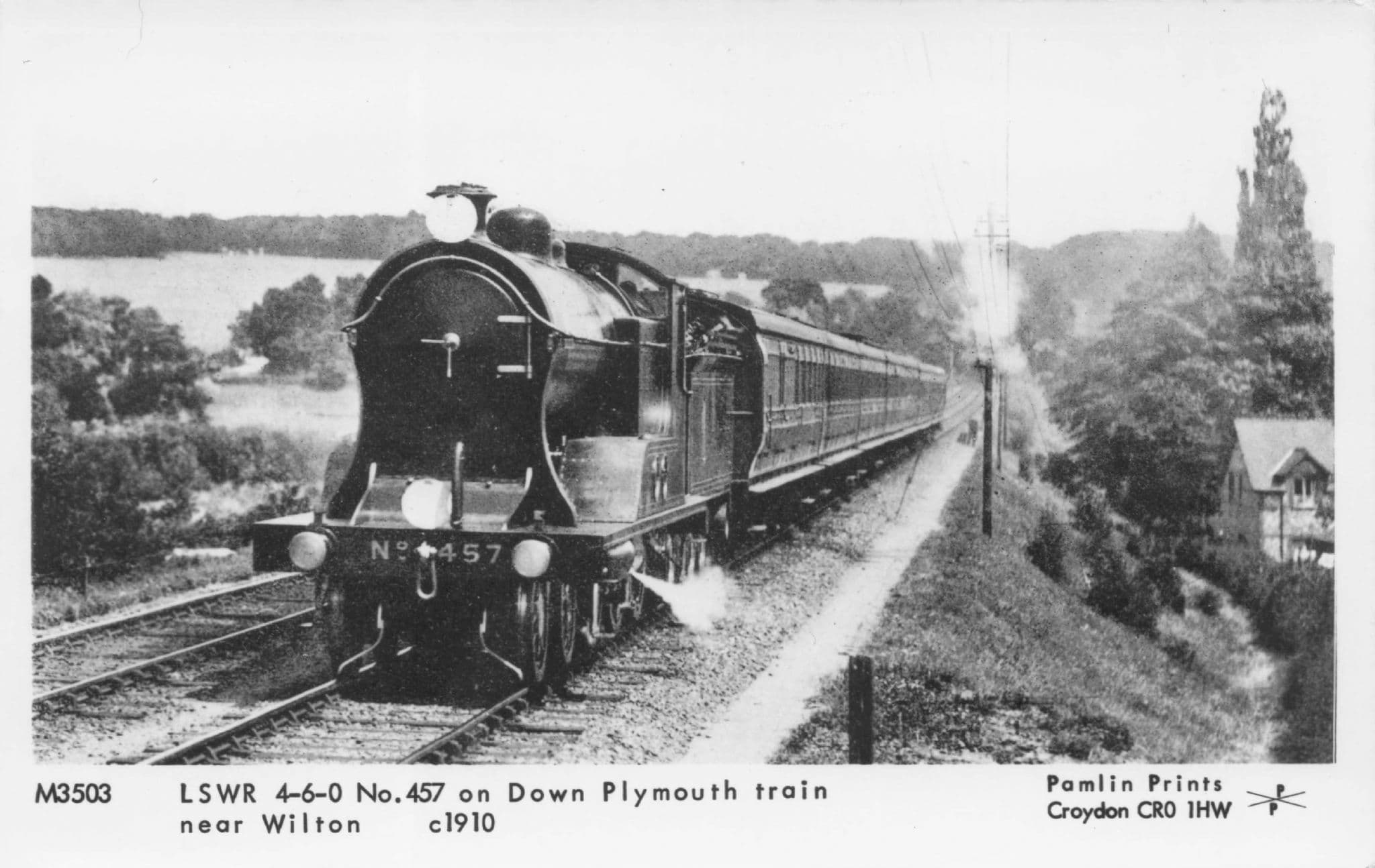 LSWR Old Train at Down Plymouth Wilton in 1910 Pamlin Prints Railway RPC Postcard