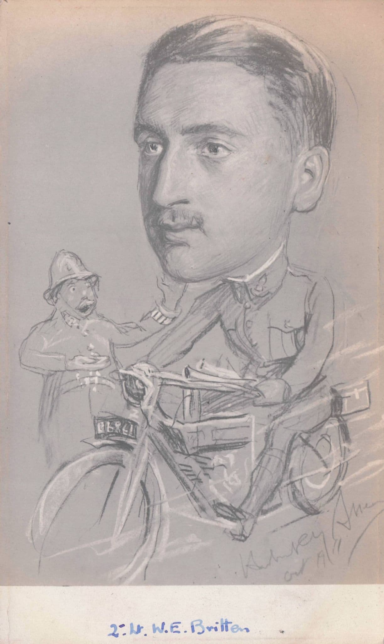 Lt Britton The Mad Army Speeding Cyclist Policeman Military Old Comic Postcard