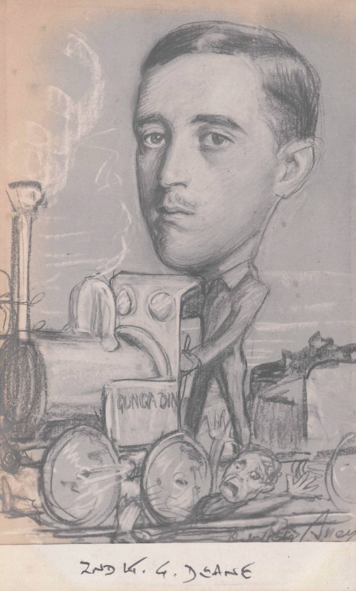 Lt Deane Mad Army Train Driver Railway Military Old Painting Comic Postcard