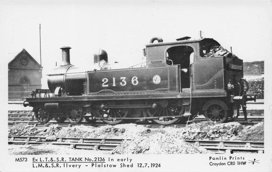 LT&SR Tank No 2136 Old Train at Plaistow Shed Pamlin Prints Railway RPC Postcard