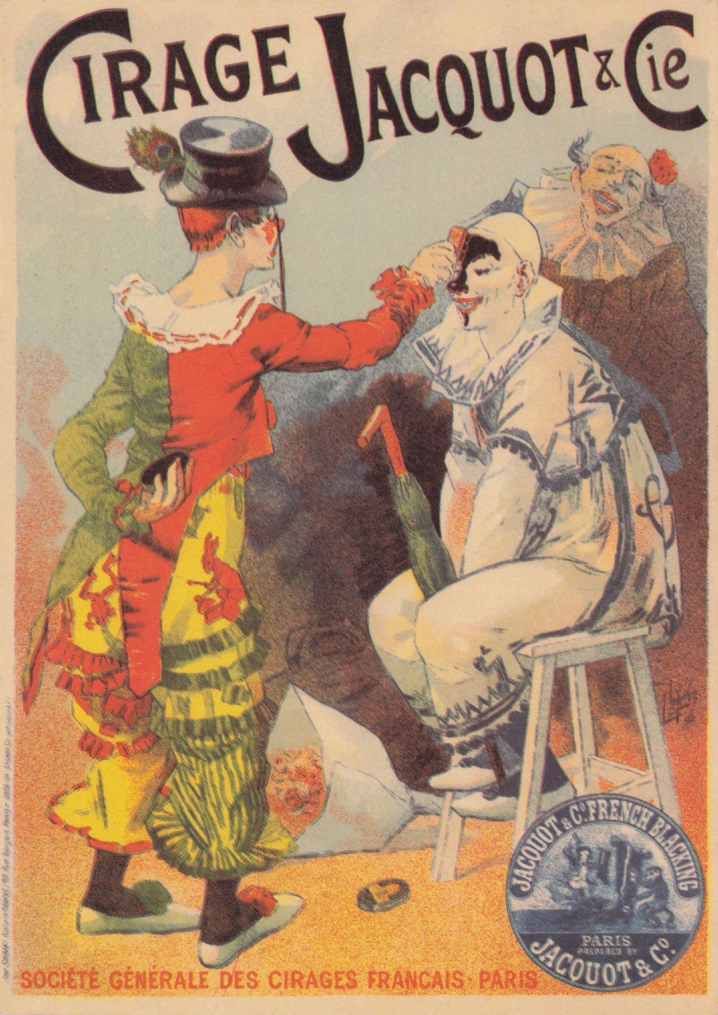 Lucien Lefevre Victorian Old French Clown Paris Poster Postcard